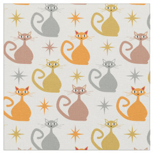 Tissu Chats atomiques colorés du milieu du siècle avec d