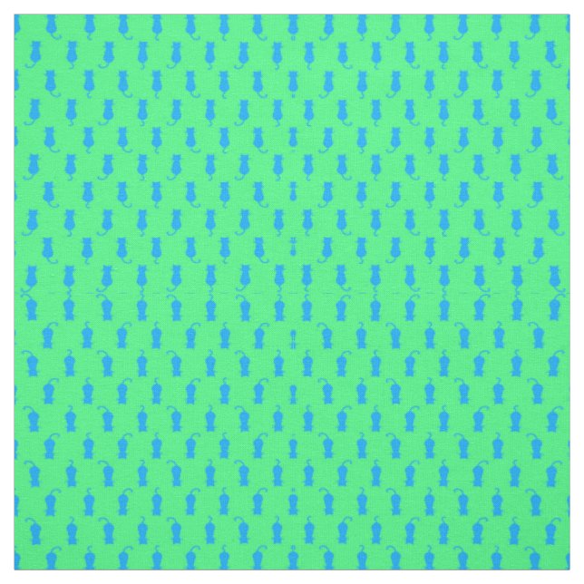 Tissu Chats bleus fantaisistes Fun Forever Lime vert (Échantillon)