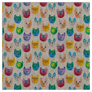 Tissu Chats et amis à l'aquarelle