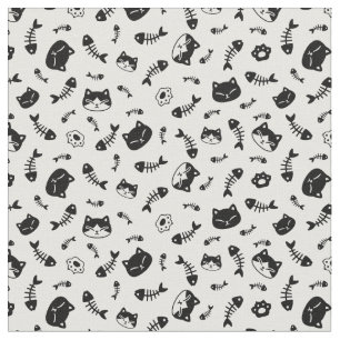 Tissu chats et arête de poisson