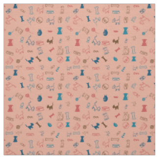 Tissu Chats et chiens et jouets qu'ils aiment