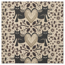 Chats et Coeurs Boho dans les tons terre