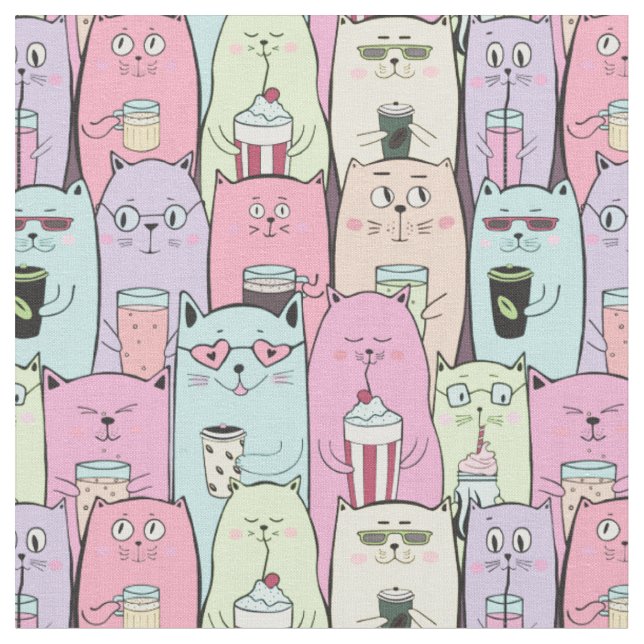 Tissu Chats mignons (Fermer)