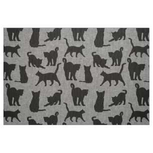 Tissu Chats noirs Motif noir et gris