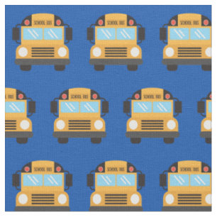Tissu Chauffeur de bus scolaire Royal Blue Motif