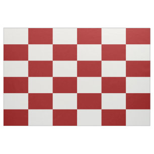 Tissu Checkered rouge et blanc géométrique de