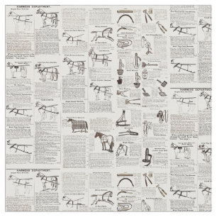 Tissu Cheval Antique Publicité Journal Art