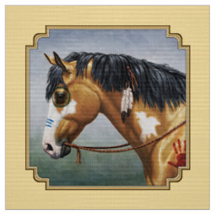 Tissu Cheval de guerre amérindien Buckskin Pinto
