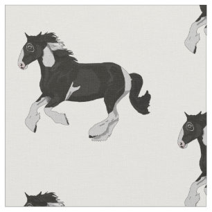Tissu Cheval gitan de Pinto Vanner de peinture noire et