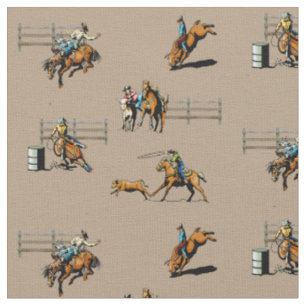 Tissu Cheval occidental de cow-girl de cowboy