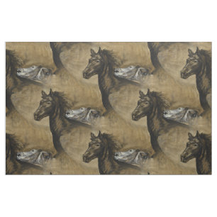 Tissu Chevaux dans l'aquarelle d'amour peignant J.Korp