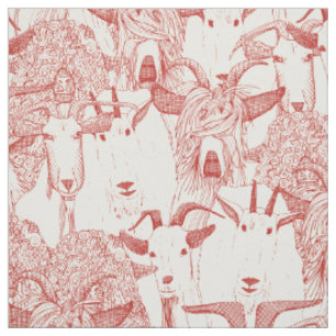 Tissu chèvres seulement pavot rouge naturel