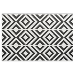 Tissu Chevrons noirs et blancs et diamants géométrique
