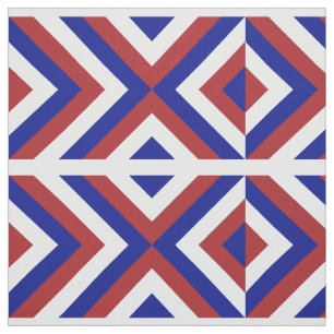 Tissu Chevrons rouges, blancs, et bleus géométriques