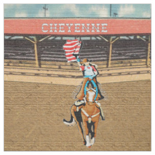 Tissu Cheyenne Rodeo Cowgirl American Flag Fabric 1