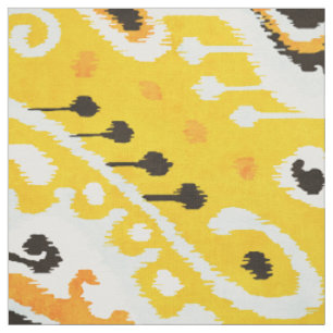 Tissu Chic noir jaune blanc ikat motif tribal