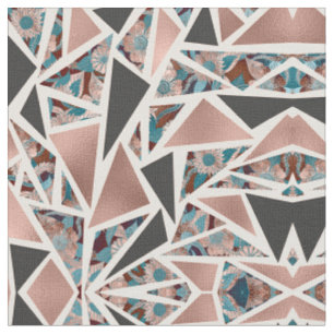 Tissu Chic rose Gold Copper Teal Black Floral Geometric