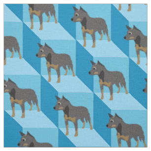 Tissu Chien australien de bétail sur les cubes bleus