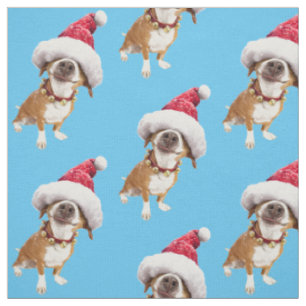 Tissu Chien avec un grand chapeau de Père Noël