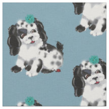 Chien blanc noir Ladybug Blue Vintage Nursery