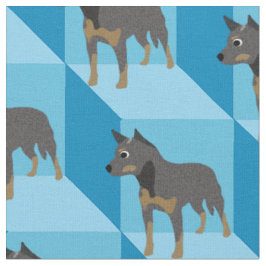Tissu Chien de bétail australien sur des cubes bleus