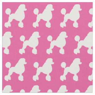 Tissu Chien de caniche français Silhouette Pet rose