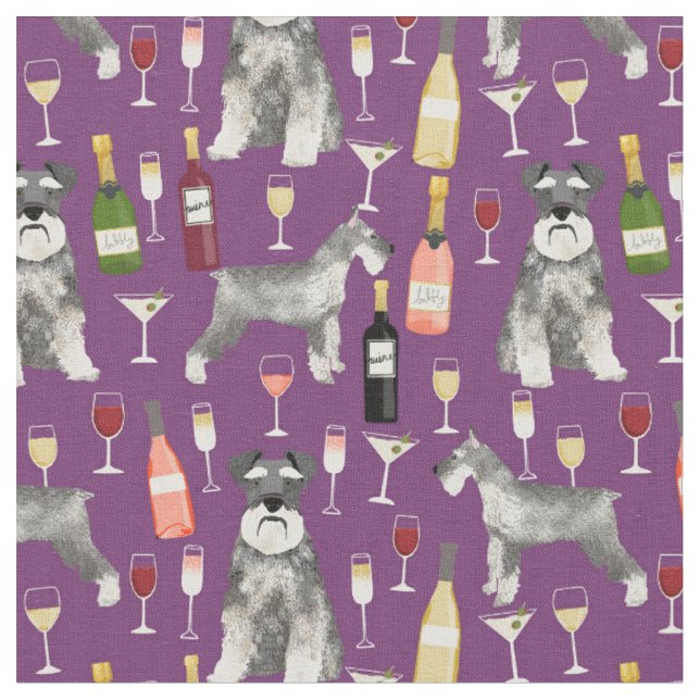 Tissu Chien de Schnauzer et vin pourpre (Fermer)