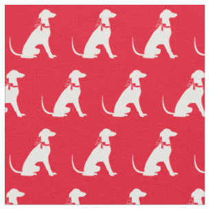 Tissu Chien gris Silhouette Animal Rouge