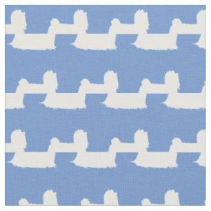 Tissu Chien maltais Silhouette Animal bleu clair