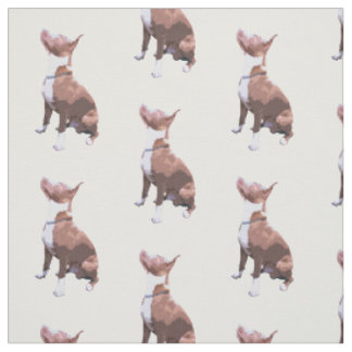 Tissu Chien motif marron et blanc tendance Pit Bull 
