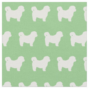 Tissu Chien Shih Tzu Silhouette Animal Sage Green