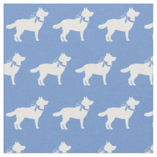 Tissu Chien sibérien Husky Silhouette Animal de compagni