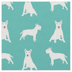 Tissu chien turquoise du taureau blanc