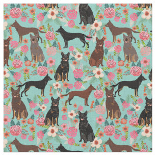 Tissu Chiens australiens de Kelpie à la menthe vintage