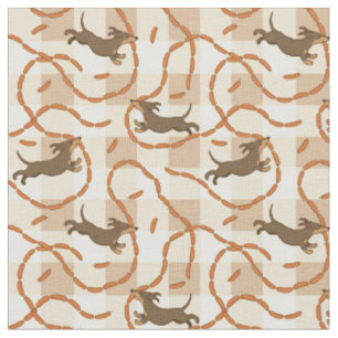 Tissu chiens chanceux avec l'arrière - plan de saucisses