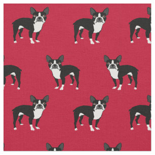 Tissu Chiens de Boston Terrier rouge