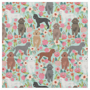 Tissu chiens de caniche menthe vintage