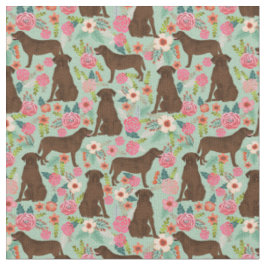Tissu Chiens du Labrador au chocolat Monnaie à fleurs vi