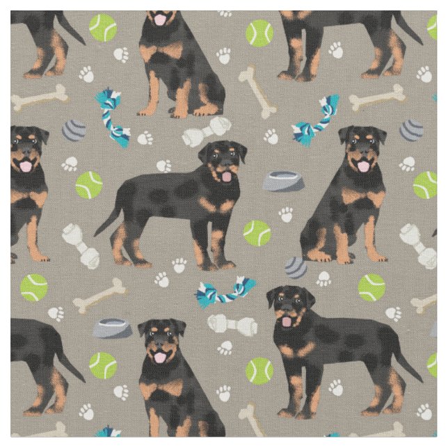 Tissu Chiens et jouets taureaux (Fermer)