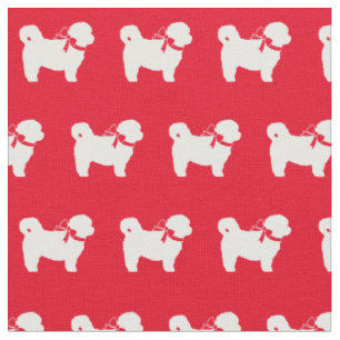Tissu Chih Tzu Chien Silhouette Animal Rouge