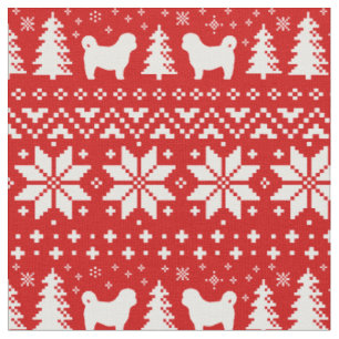 Tissu Chih Tzu Silhouettes Noël Fête Motif