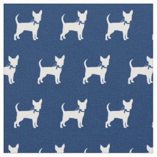 Tissu Chihuahua Chien Silhouette Animal Marine Blue