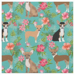 Tissu Chihuahua chiens hibiscus tropical