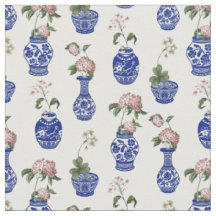 Chinoiserie blue vases and flowers