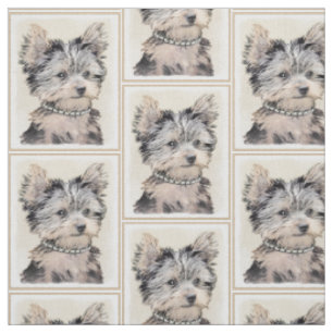 Tissu Chiot de Yorkshire Terrier peignant l'art original