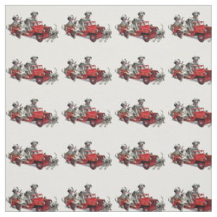 Tissu Chiots dalmatiens avec le camion de pompiers