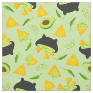 Tissu Chips Tortilla et Motif Guacamole