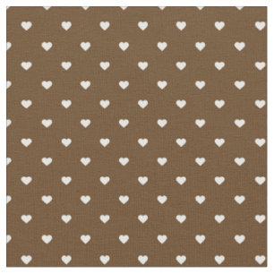 Tissu Chocolat Brown Polka Coeurs Point