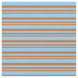 Tissu Chocolat & Ciel clair Lignes Bleues / Stripes Moti