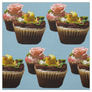 Tissu Chocolat Cupcakes Bird & Rose Poly Weave Fabric